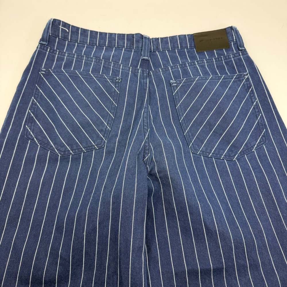 We The Free Pinstripe Wide Leg Jeans Indigo Blue Button Fly OB2391268 Size 31 - Picture 5 of 11